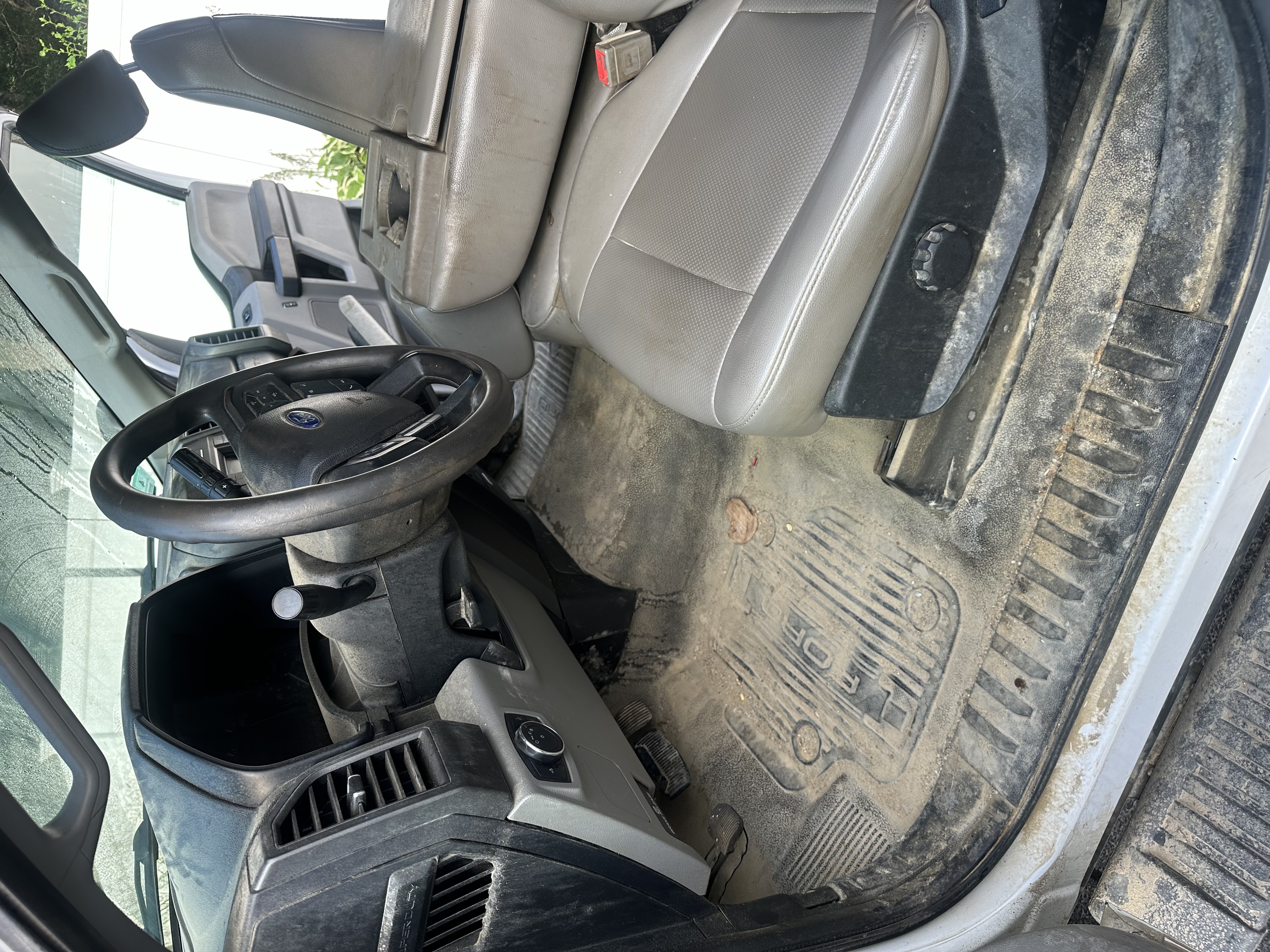 Dirty truck interior before deep cleaning