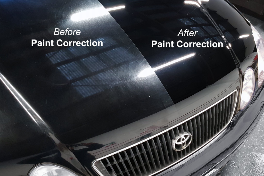 Multi-stage paint correction removing swirl marks on Cape Cod vehicle